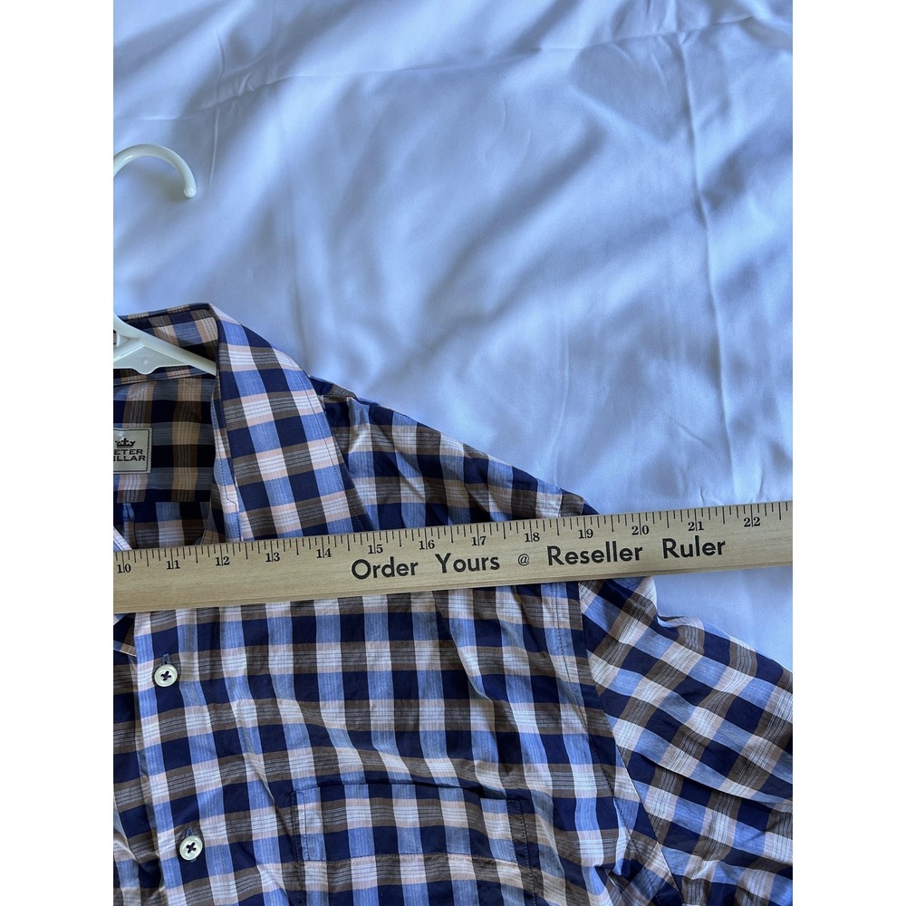 Peter Millar‎ Shirt Mens Large Plaid Button Down Long Sleeve Casual Dress Shirt - Picture 5 of 9